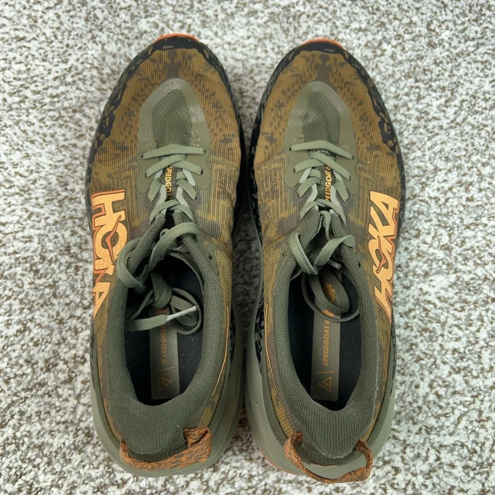 HOKA Shoes Mens Size 10.5 Speedgoat 6 Green Trail Running Sneakers Vibram